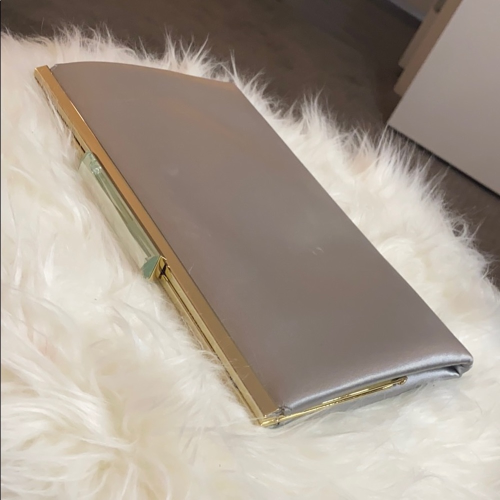 Glint Satin Clutch Gray